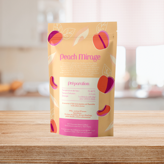 Thé Peach Mirage - Thé blanc pivoine, thé vert Mao Feng, Pêche