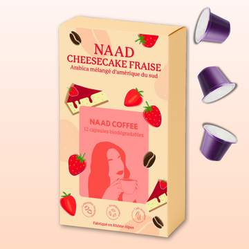 Boîtes 12 capsules de café aromatisé - Goût Cheesecake Fraise