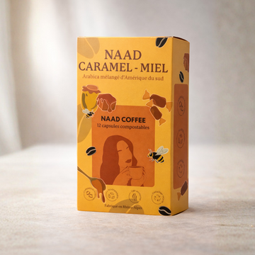 Boîte de 12 capsules de café aromatisé - goût Caramel-Miel
