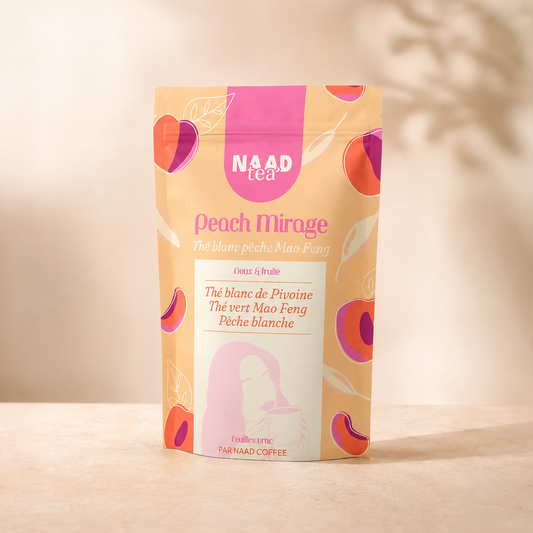 Thé Peach Mirage - Thé blanc pivoine, thé vert Mao Feng, Pêche