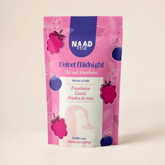 Thé Velvet Midnight - thé noir framboise, cassis, pétales de rose